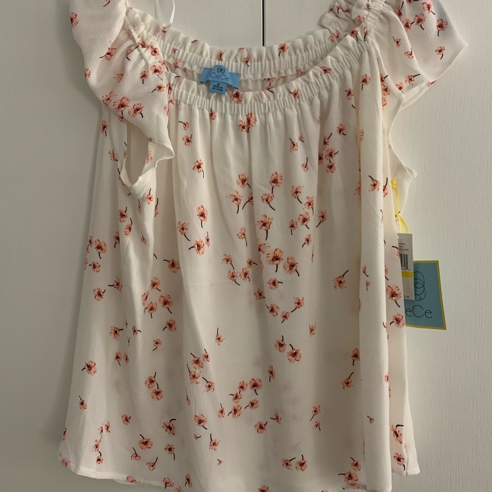 White floral off-the-shoulder top